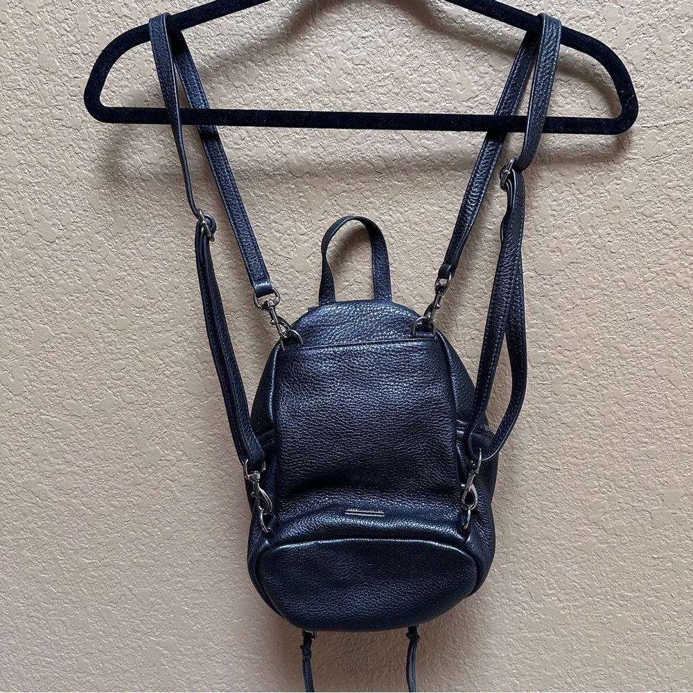 Rebecca Minkoff Black Leather Backpack with Vertical Zipper - Picture 8 of 12